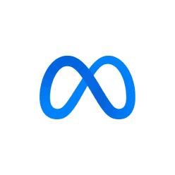Meta logo: blue infinity-loop on a white background (brand mark for Meta, formerly Facebook).